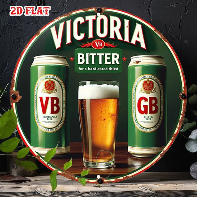 VB Bitter Beer Rundes Aluminiumschild im Vintage-Stil, Rustikales Metalldekor für deine Wand, Durchmesser: 20 cm - Bild 1