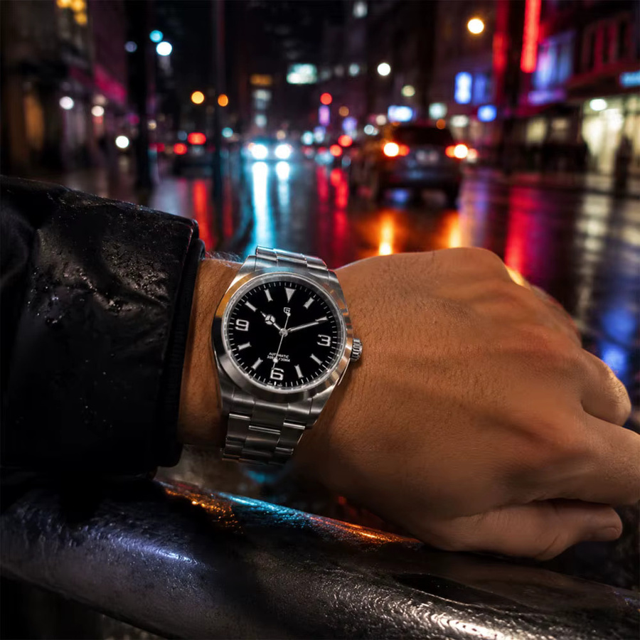 PAGANI DESIGN Automatik-Armbanduhr, Edelstahl, Saphirglas, Schwarz, Herren - Bild 3