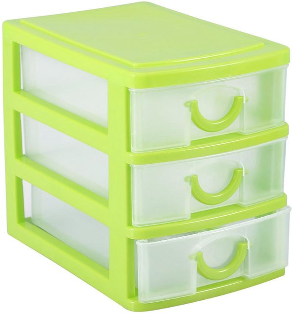 Schmuck- und Make-up-Organizer aus Kunststoff in Grün und Beige mit 3 Schichten - Bild 1