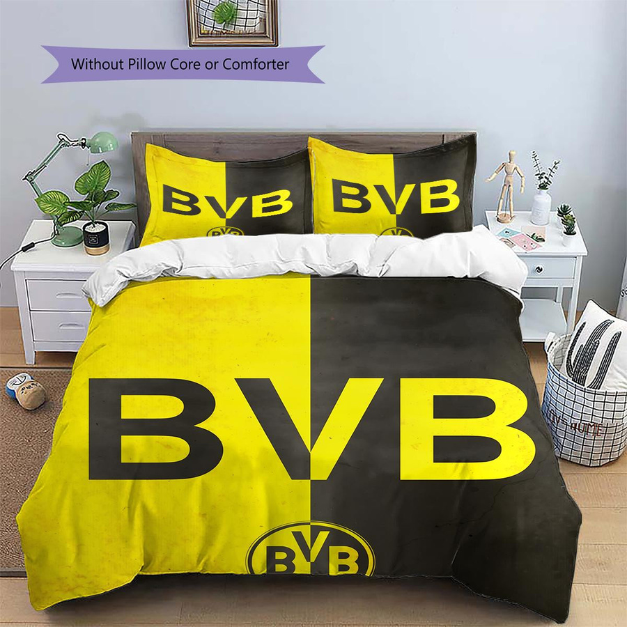Borussia Dortmund Team Muster Bettwäsche Set mit Reißverschluss, B/H: 240 x 220 cm - Bild 4