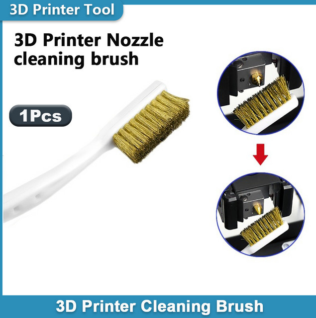 3D-Drucker Düsenreinigungsbürste mit gebogenem Griff und Messingdraht in Gold für FDM-Drucker - Bild 1
