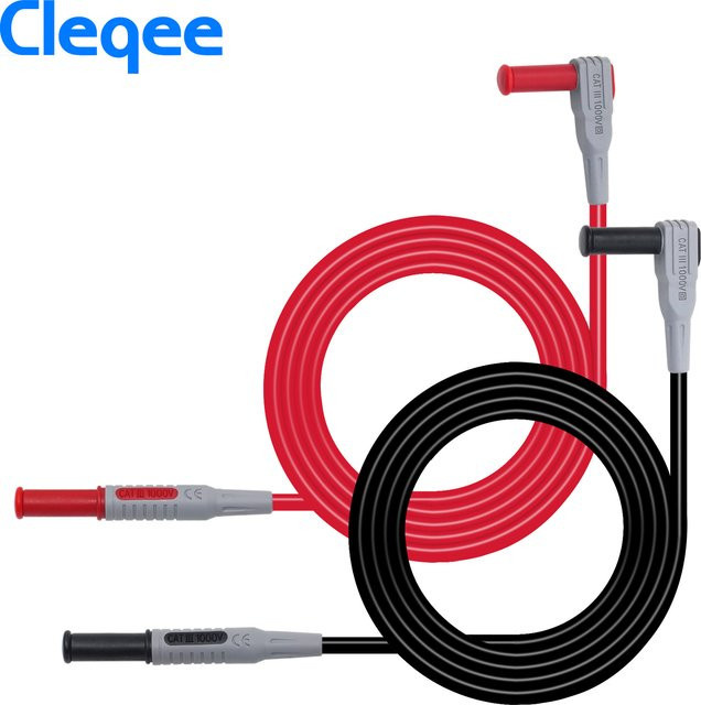 Cleqee Multimeter-Testkabel mit 4mm Bananenstecker und Spritzguss-Gehäuse, Mehrfarbig - Bild 1