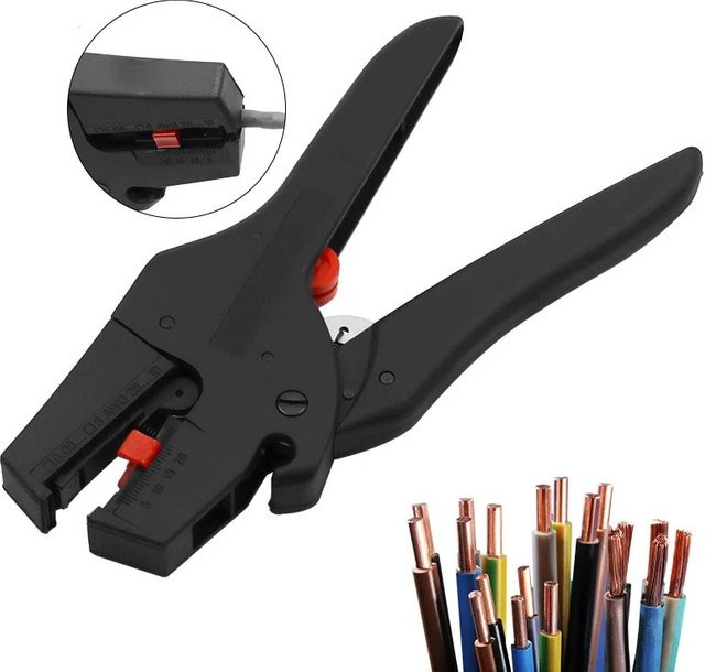 Selbstjustierende Abisolierzange für Elektriker, Kabelschneider und Isolierzange, 0,03-10 mm², Schwarz - Bild 1