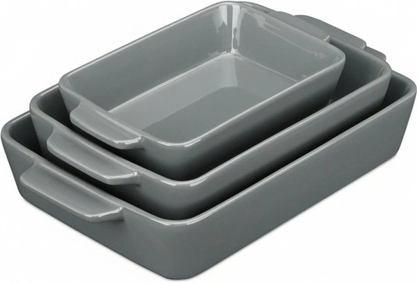 Relaxdays Auflaufform Set aus Keramik in Grau