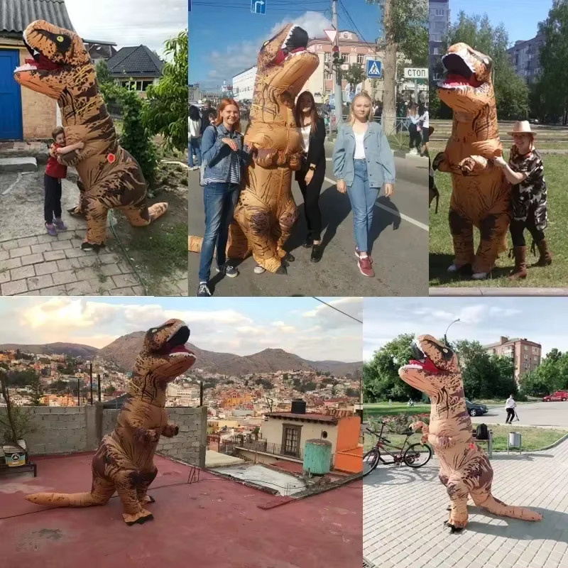 Aufblasbares Dinosaurier Kostüm, T-Rex, Kunststoff - Bild 3
