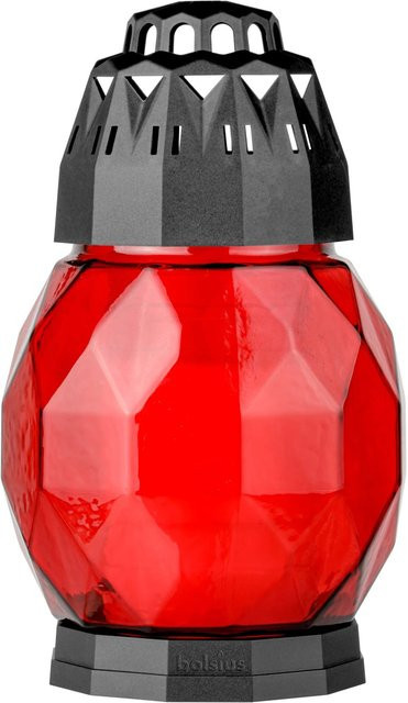 Bolsius Grablaterne Diamond Rot mit geripptem Glas Durchmesser: 10,8 cm, Höhe: 17,8 cm - Bild 1