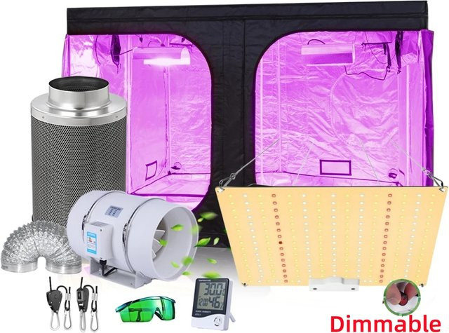 MTPAKE Grow Tent Komplett-Set mit 1500W Vollspektrum LED-Wachstumslampe und effizientem Luftstrom-Belüftungssystem in Schwarz - Bild 1