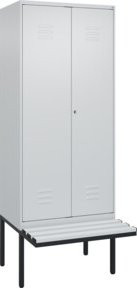 C+P PSA Doppel-Spind Classic PLUS Sitzbank mit 2 Abteilen und Kunststoff-Sitzfläche, B/T/H: 212 x 80 x 81,5 cm - Bild 1