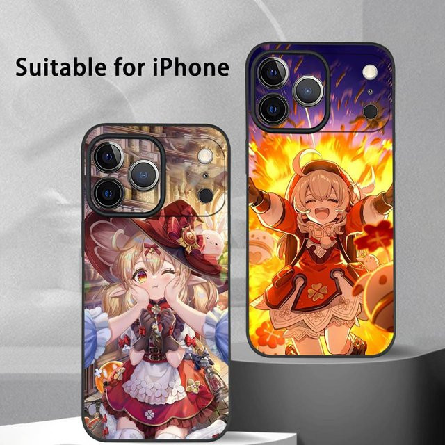 Genshin Impact Klee Handyhülle für iPhone 11 bis 17 Pro Max Plus Mini, Schwarz Frosted Soft Shell - Bild 1