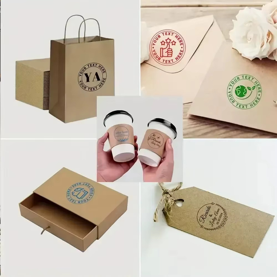 QWELL Personalisierter Selbstfärbender Stempel mit individuellem Logo und Text in Rot oder Schwarz - Bild 3