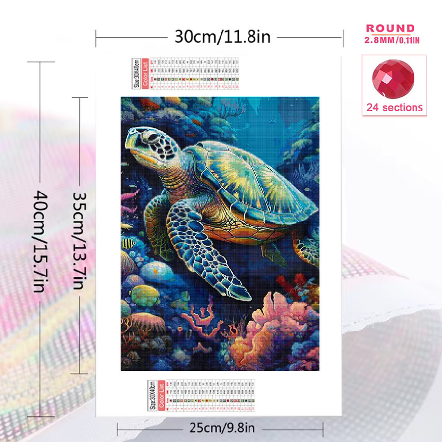 Evershine Diamantstickerei Schildkröte DIY Mosaik Wandkunst Rund Multicolour Durchmesser: 30 cm - Bild 2