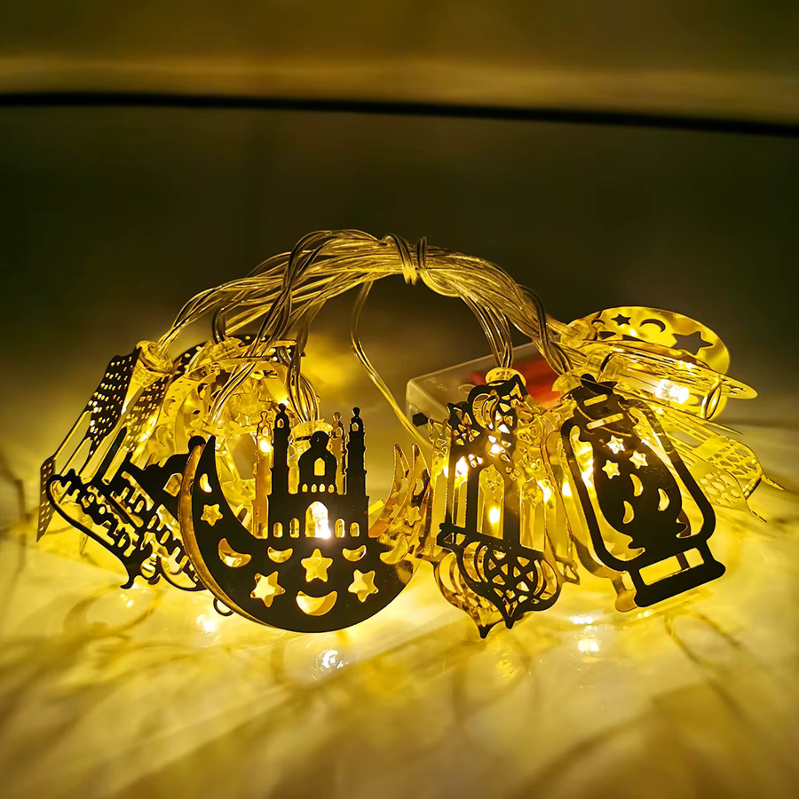 LED String Licht mit Mond und Sternen in Gold/Messing für Ramadan und Eid Mubarak Dekoration, warmweißes Licht, batteriebetrieben - Bild 2