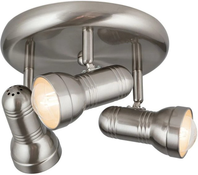 Orion Leuchten Wilhelm Wandstrahler Rund in Satin Nickel-matt mit 3 x E27 Fassungen, dimmbar und verstellbar - Bild 1