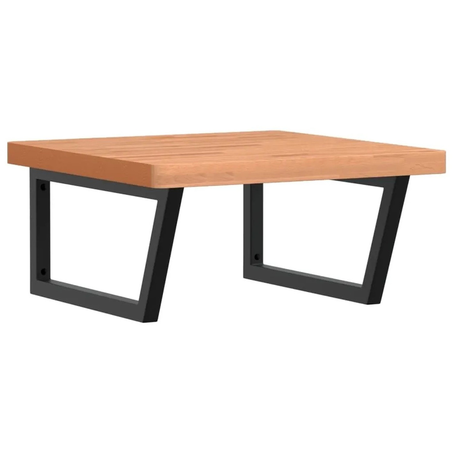 vidaXL Waschbeckenregal zur Wandmontage aus Stahl und Massivholz Buche in Schwarz und Braun - Bild 2