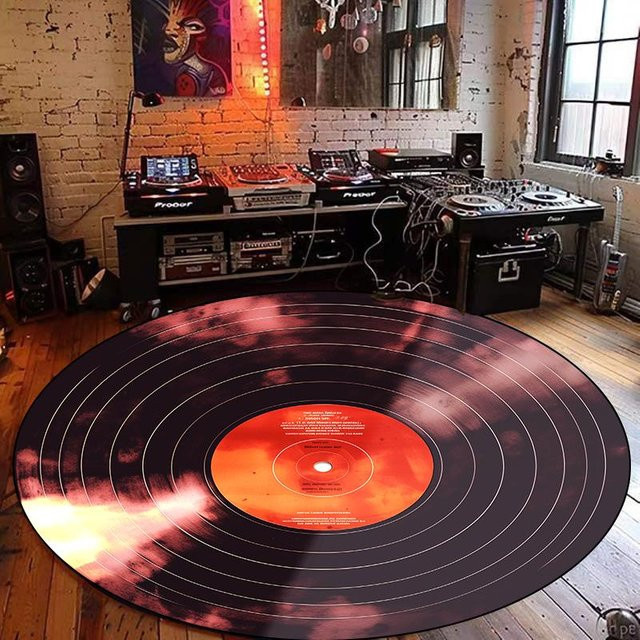 Runder Musik CD Teppich von JGJG in Multicolour, weiche Bodenmatte aus Polyester für Wohnzimmer und Schlafzimmer, Durchmesser: 60 cm - Bild 1