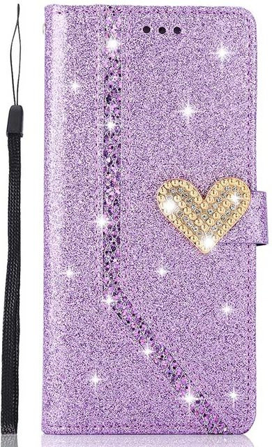 Glänzende Lederhülle im Klappdesign als Brieftaschen-Schutzhülle für Samsung Galaxy Modelle in Purple - Bild 1