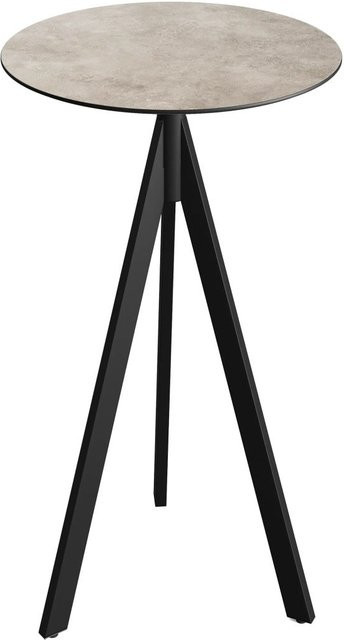 Feros Infinity Tripod Stehtisch mit HPL-Platte, rund, schwarz/sand, Höhe: 110 cm, Durchmesser: 70 cm - Bild 1