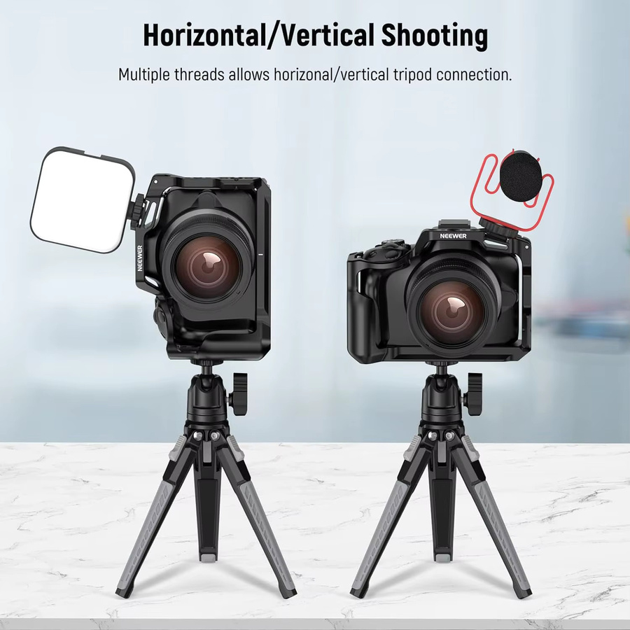 NEEWER R50 Kamerakäfig für Canon EOS R50, Aluminium Video-Rig mit NATO-Schiene, 1/4 Zoll Gewinde und 3/8 Zoll ARRI-Löchern, Schwarz - Bild 4