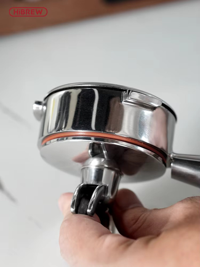 HiBREW 2 in 1 Siebträger mit 3 Ohren für H7A H10A H10 Plus Espresso Maschinen, 58 mm, Silber - Bild 4