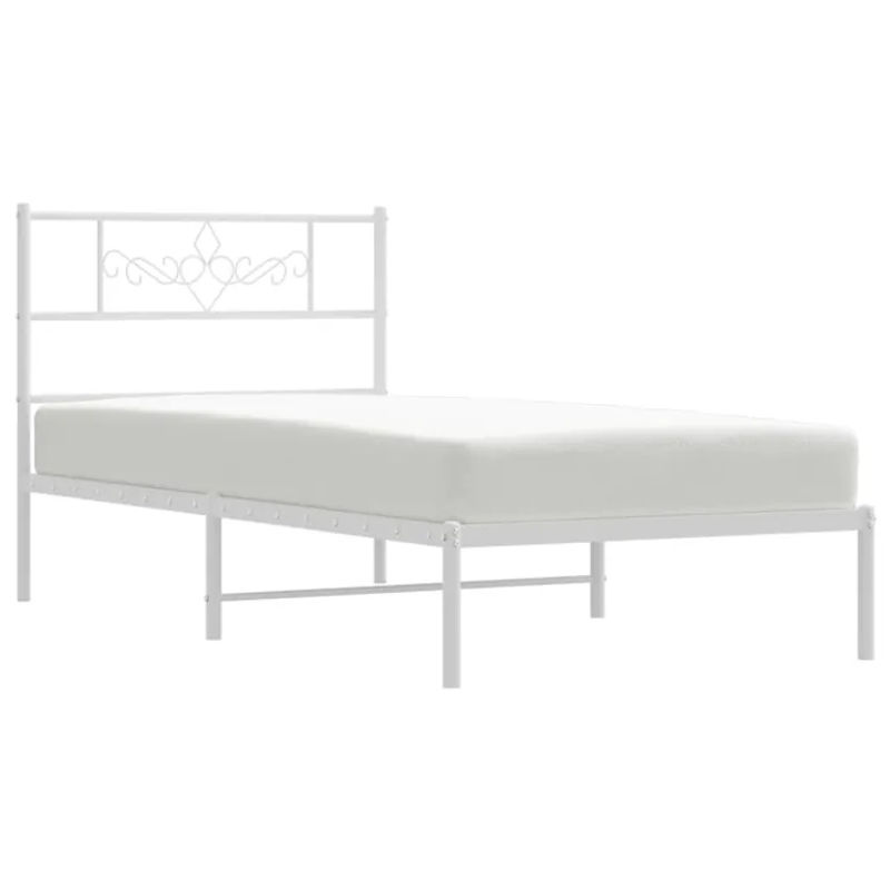 Vidaxl Metallbett mit Kopfteil in Weiß, klassisch und minimalistisch, B/H: 75 x 190 cm - Bild 2