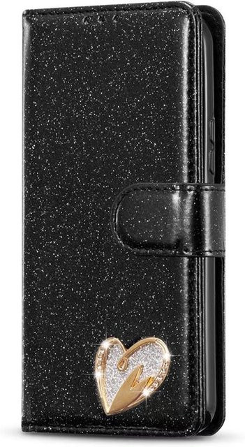 Glitzer Leder Wallet Case für Samsung Galaxy S25 Ultra S24 FE S23 S22 Plus A15 A16 A26 A55 A35 A34 A54 Flip Cover in Schwarz - Bild 1