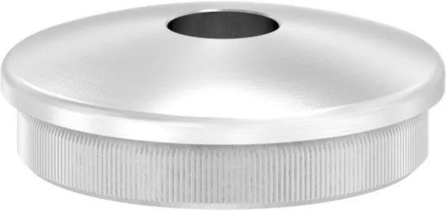 FeNau Einsteckkappe aus V2A Edelstahl in Silber für Rohre mit Ø 48,3 mm und 2,0 mm Wandstärke, gewölbt mit 12,1 mm Bohrung - Bild 1