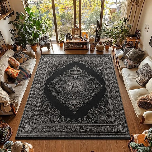 RAKKS Retro Teppich mit persischem geometrischem Muster für Wohnzimmer, Esszimmer oder Badezimmer - Bild 1