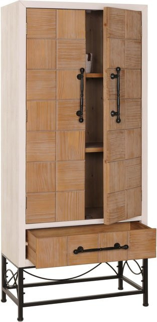 MCW Hochschrank N30 aus Massivholz und MDF in Weiß-natur mit Türen und Schubladen, B/T/H: 72 x 41 x 167 cm - Bild 1