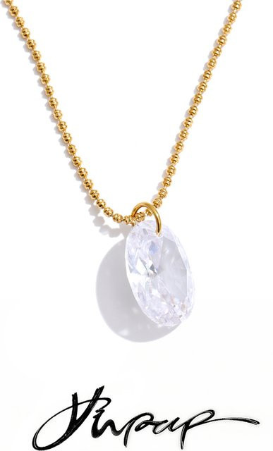 Yhpup Halskette mit Zirkonia-Anhänger, Edelstahl, Gold, Unisex - Bild 1