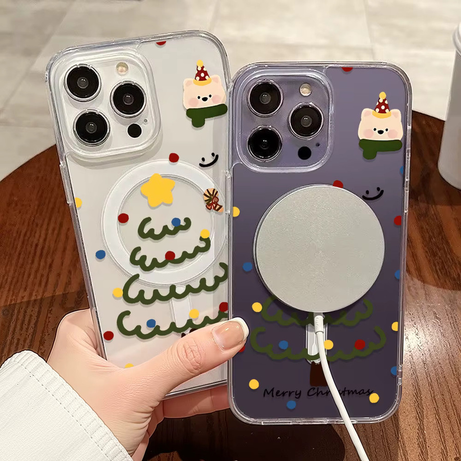 Magnetische Silikon Handyhülle mit Weihnachtsbaum-Design für Samsung Galaxy Modelle (A56 5G, A17, A16, A55, A54, A15, A36, A26, A07, A06, S25 Ultra, S24 FE, S23, S22) in Transparent - Bild 2