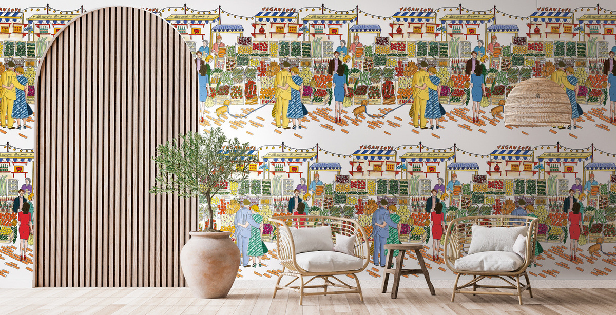 Jannelli & Volpi Mural La Vucciria Design Tapete Multicolour Vlies - Bild 1