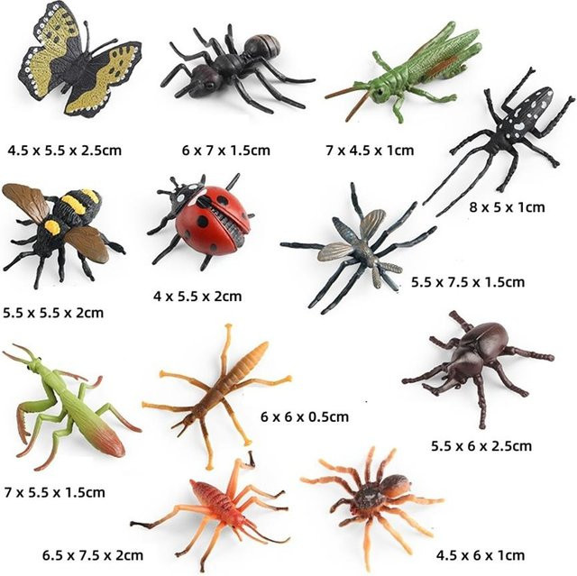 Linyi toy Insekt Statue Kollektionsset 12-teiliges Set Schmetterling Marienkäfer - Bild 1