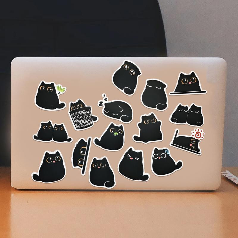 Fashnics Schwarze Süße Katzen Aufkleber 80-teiliges Set - Bild 1