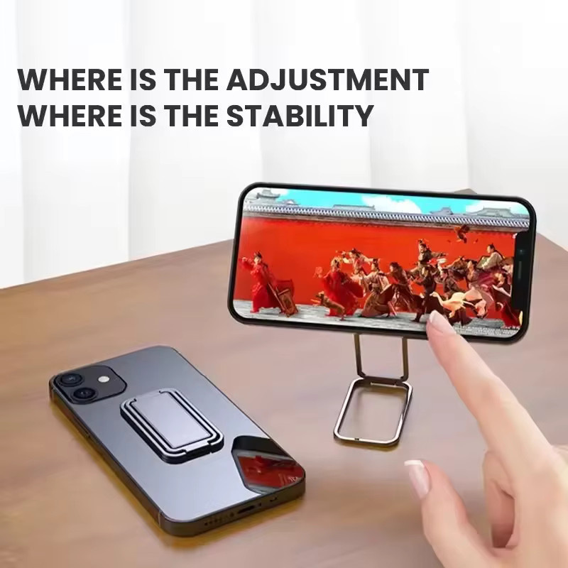 Metall Telefonringhalter in Schwarz mit 360-Grad-Drehung und faltbarer Funktion als Handy-Ständer für iPhone und Xiaomi - Bild 1