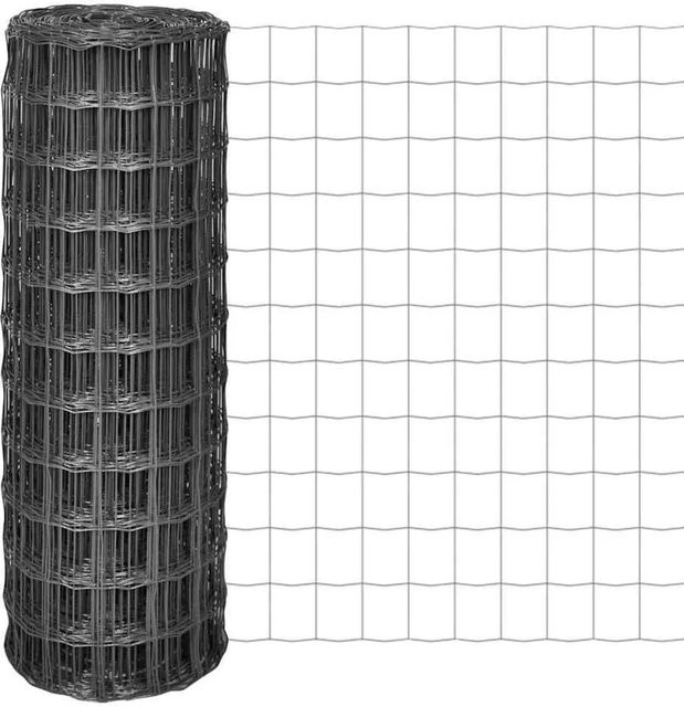 vidaXL Eurozaun aus PVC-beschichtetem Stahldraht in Grau, B: 0,8 m, H: 25 m - Bild 1