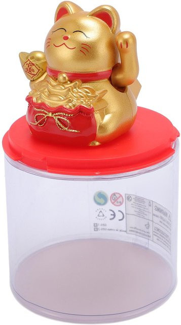 KaiSai Solarbetriebene Winkende Maneki Neko Glückskatze Dekoration in Gold - Bild 1