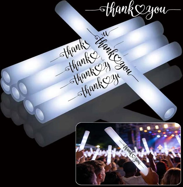 LED Leuchtstäbe RGB Bunt und Weiß für Hochzeit, Musikfestivals und Karneval, Schaumstoffstäbe aus Kunststoff, Länge: 35 cm - Bild 1