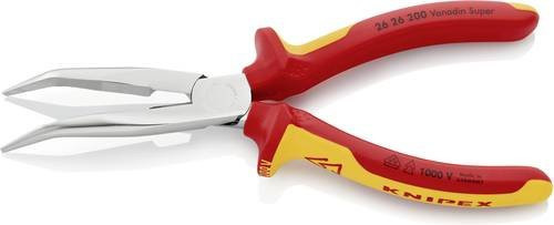 Knipex VDE Flachrundzange 45 Grad gebogen mit Schneide, verchromt, rot - Bild 1
