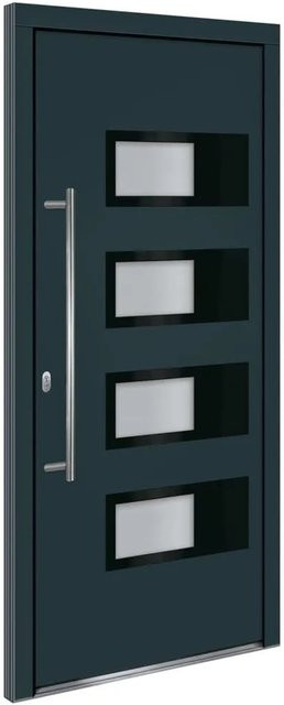 vidaXL Haustür in Anthrazit mit Glaseinsatz aus Aluminium und Kunststoff, B: 100 cm, H: 210 cm - Bild 1