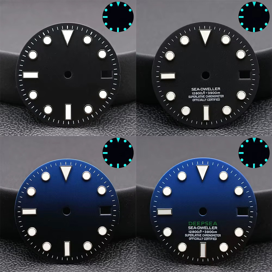 Zifferblatt Blau-Grün, Leuchtend, 28,5 mm, für NH35/NH36 Uhrwerk, Unisex - Bild 3