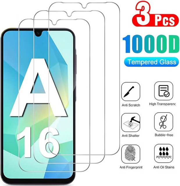 3er-Pack Displayschutzfolie aus gehärtetem Glas für Samsung Galaxy A16 5G, transparent - Bild 1