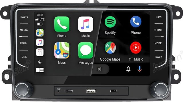 Junsun Autoradio mit Bluetooth und GPS für VW Touran Tiguan Golf 5 6 Passat in Schwarz mit 7,0 Zoll Display - Bild 1