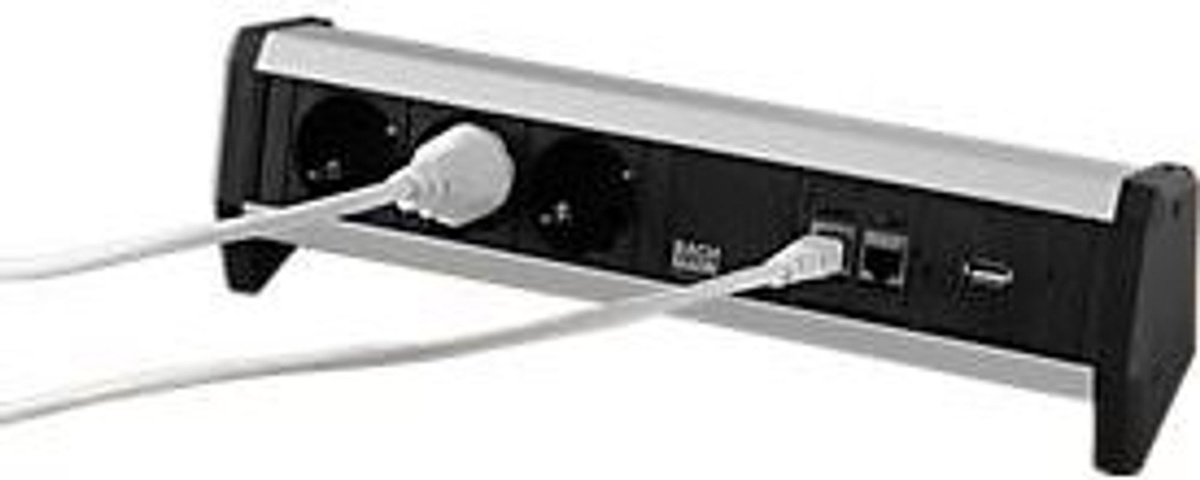 Bachmann DESK Steckdosenleiste in Schwarz mit USB-A und Ethernet/LAN Anschlüssen - Bild 3