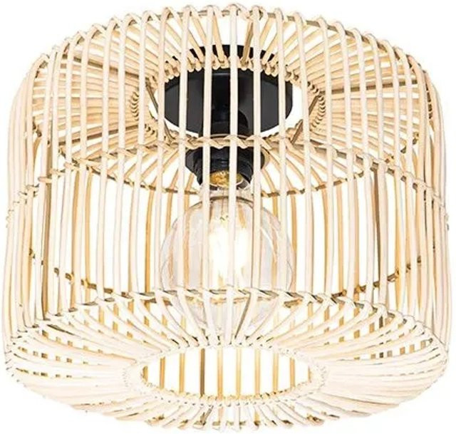 QAZQA Orientale Deckenleuchte aus Rattan in Schwarz, B/T/H: 40 x 30 x 22 cm - Bild 1
