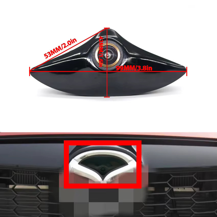 HESHECAM 1080P Full HD Auto Frontkamera mit Logo für Mazda 2 3 5 6 CX3 CX4 CX5 CX7 CX8 Atenza in Schwarz mit 170 Grad Sichtfeld und AHD-Unterstützung - Bild 2