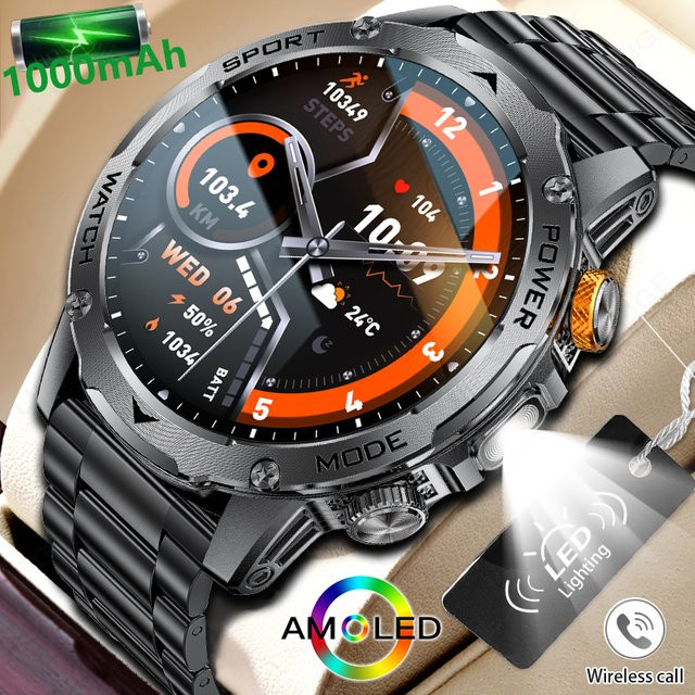 LIGE Smartwatch, Edelstahl, Schwarz, Herren - Bild 1