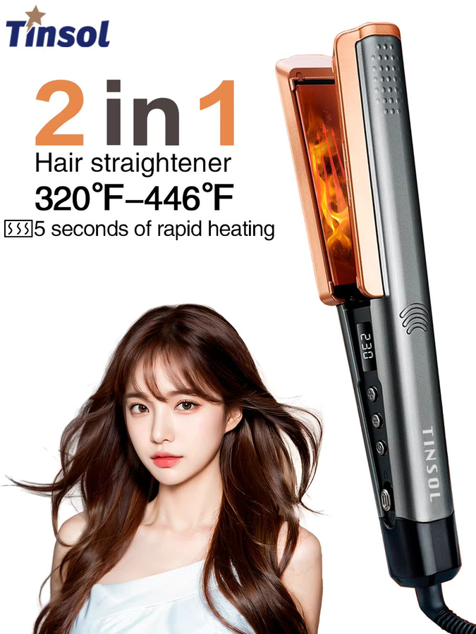 TINSOL 2-in-1 Haarglätter Lockenstab, Grau - Bild 7