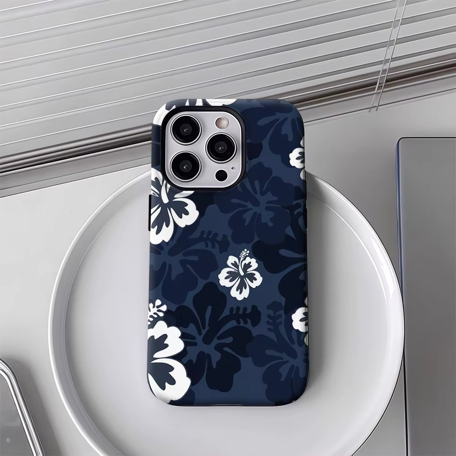 Potdemiel Handyhülle Blue Hibiscus mit doppelschichtiger Rückseite für iPhone 17 16 15 14 13 12 Pro Max Plus - Bild 4
