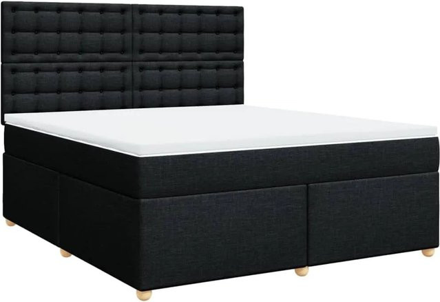 vidaXL Boxspringbett mit Matratze Schwarz, Hybrid-Bett mit USB-Ladeport und Unterbettbeleuchtung, B/T: 180 x 200 cm - Bild 1