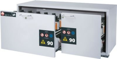 asecos Sicherheitsunterbauschrank Typ 90 UB-S-90 mit 2 Schubladen, Farbe Lichtgrau, B/T/H: 140,2 x 57,4 x 60,0 cm - Bild 1